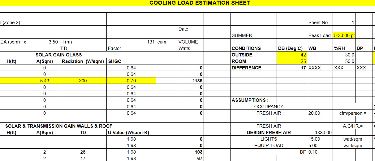 Heat Load Calculation